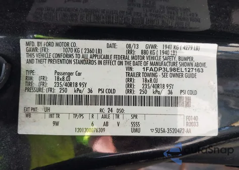 2014 Ford Focus St from USA, damaged, VIN 1FADP3L98EL127163